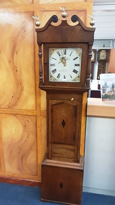 Lot 1041 - Nineteenth century 30 hour longcase clock with white enamel dial by J. Orams of West Haddon