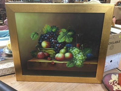 Lot 527 - Still life study of fruit together with other pictures and prints.