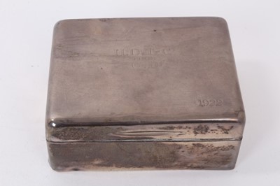 Lot 234 - Silver tea caddy,  silver cigarette box and silver match box covers