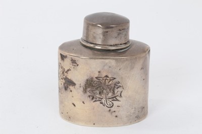 Lot 234 - Silver tea caddy,  silver cigarette box and silver match box covers