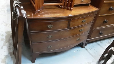 Lot 1048 - 19th century mahogany bowfronted chest of two short and two long drawers on splayed bracket feet