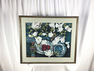 Lot 32 - *Dione Page (1936-2021) gouache and pastel on paper - ‘Three Apples’, signed titled and dated ‘91, 74cm x 58cm framed