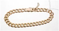 Lot 437 - Edwardian yellow metal curb link bracelet