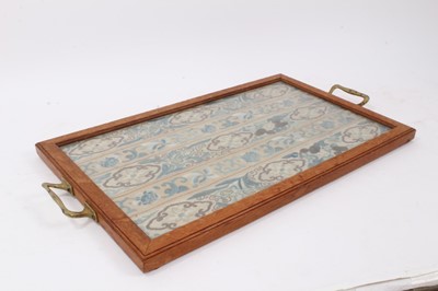 Lot 83 - Early 20th century tray, utilising Chinese embroidery