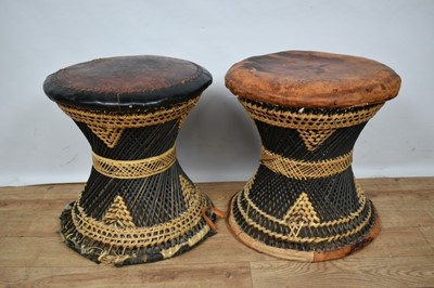 Lot 1377 - Tribal woven stool, together with another