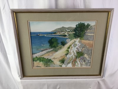 Lot 28 - Andrew Dodds (1927-2004) signed numbered print - 'Singer on the beach', together with a watercolour of the Pythagorean coast signed by the same hand (2)