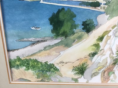 Lot 28 - Andrew Dodds (1927-2004) signed numbered print - 'Singer on the beach', together with a watercolour of the Pythagorean coast signed by the same hand (2)