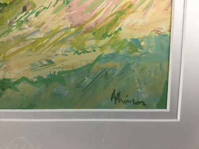 Lot 19 - Anthony Atkinson ARCA (1929-2015) signed gouache - ‘Above Beaumes de Venise’, 41cm x 21cm mounted in glazed frame