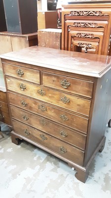 Lot 1050 - Georgian mahogany chest of two short and four long drawers on bracket feet, 98 cm wide, 109 cm high, 54 cm deep