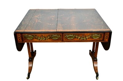 Lot 1395 - Regency rosewood, satinwood and polychrome painted sofa table