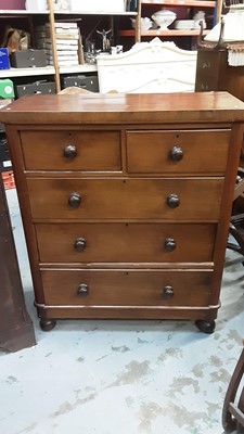 Lot 1074 - Victorian mahogany chest of two short and three long graduated drawers, 99cm wide, 45.5cm deep, 117.5cm high