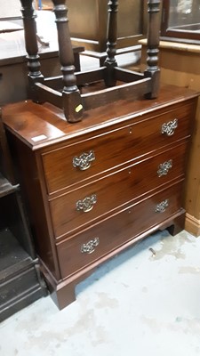 Lot 1053 - Small 19th century mahogany chest of three graduated drawers on bracket feet 76.5 cm wide, 76 cm high, 41 cm deep