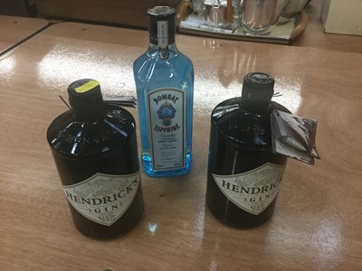 Lot 449 - Gin- two 70cl bottles of Hendrick's gin and a 70cl bottle of Bombay Sapphire gin (3)