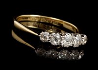 Lot 442 - Edwardian diamond five stone ring with five...