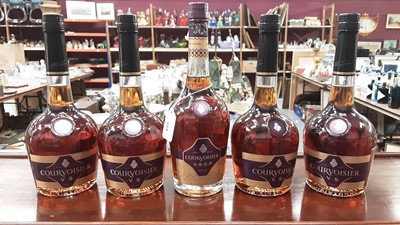 Lot 454 - Cognac- four 700ml bottles of Courvoisier V.S cognac, together with a 70cl bottle of Courvoisier V.S.O.P. Cognac (5)