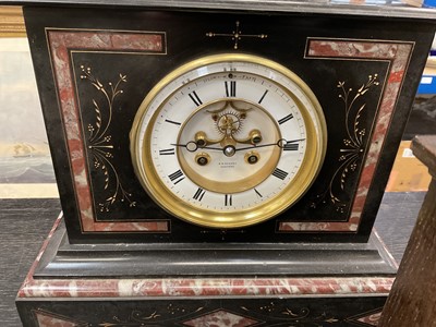 Lot 133 - Good quality early 20th century slate mantel clock and two further mantel clocks