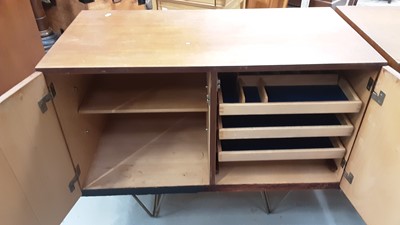 Lot 1081 - John & Sylvia Reid for Stag furniture - 'S range' teak two section sideboard with four drawers and three cupboards, 182cm wide, 46cm deep, 69.5cm high