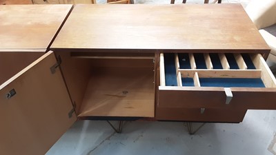 Lot 1081 - John & Sylvia Reid for Stag furniture - 'S range' teak two section sideboard with four drawers and three cupboards, 182cm wide, 46cm deep, 69.5cm high