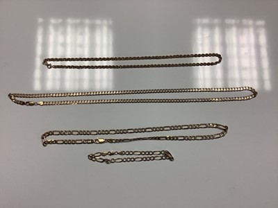 Lot 66 - 9ct gold rope twist chain/necklace, together with another 9ct chain and a third 9ct chain with a matching 9ct bracelet (4)