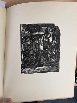 Lot 1143 - Paul Nash - Places, 7 Prints reproduced from Woodblocks, designed and engraved by Paul Nash with illustrations in prose, numbered 178 of 210 copies, board ends