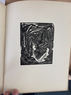 Lot 1143 - Paul Nash - Places, 7 Prints reproduced from Woodblocks, designed and engraved by Paul Nash with illustrations in prose, numbered 178 of 210 copies, board ends
