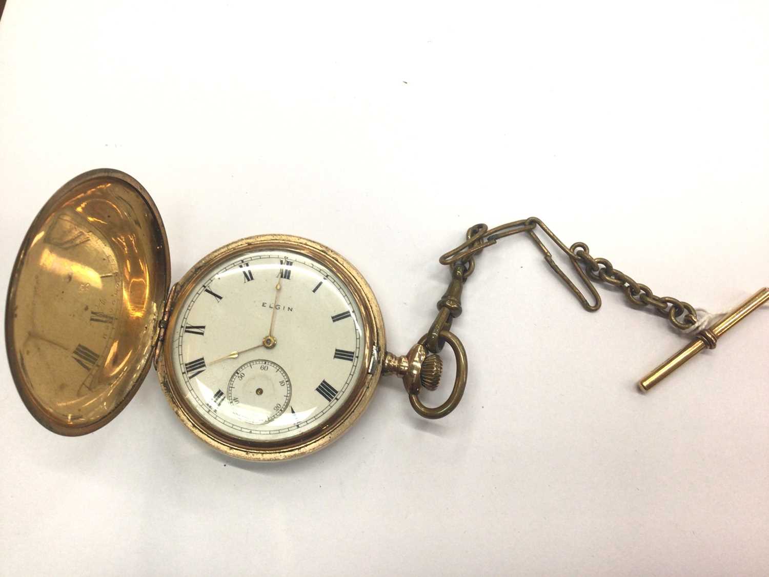 Lot 826 Elgin gold plated full hunter pocket watch