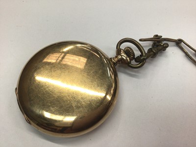 Lot 826 - Elgin gold plated full hunter pocket watch