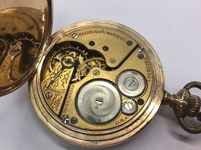 Lot 826 - Elgin gold plated full hunter pocket watch