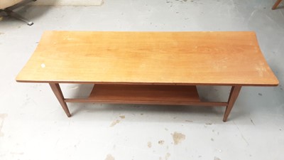 Lot 1082 - Mid 20th century teak G-Plan coffee table with undertier, 121cm wide, 40.5cm deep, 35cm high