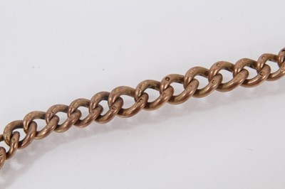 Lot 463 - 9ct rose gold watch chain with shield shaped fob, 40cm long
