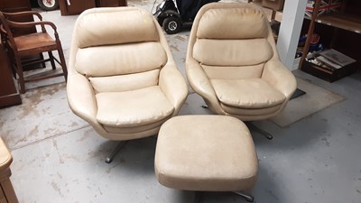 Lot 1083 - Manner of Walter Knoll - pair of vinyl upholstered swivel chairs