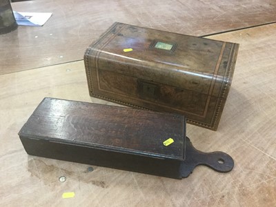 Lot 464 - Victorian walnut writing slope together with an oak candle box (2)