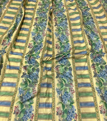 Lot 572 - Eight pairs designer guild curtains with tiebacks and 6 pelmets the Terrace Restaurant , Dedham