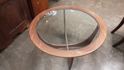 Lot 1084 - G-Plan teak Astro coffee table of circular form with inset glass top, 83cm diameter