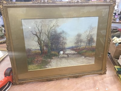 Lot 489 - Arthur Mills watercolour study 'Near Blaydon, Oxford' and another 'Near Woodstock Oxon' and a watercolour of a hillside landscape (3).