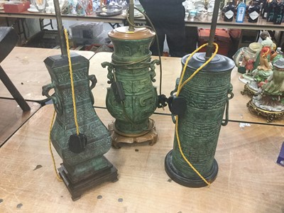 Lot 478 - Three reproduction Chinese lamp bases (3)