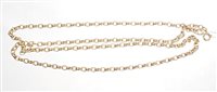 Lot 451 - Gold (9ct) belcher link long chain, 78cm