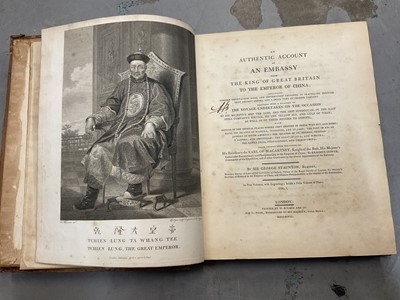 Lot 1698 - An Authentic Account of an Embassy from the King of Great Britain to the Emperor of China, two vols., pub. 1797, printed by W. Bulmer and co for G. Nicol