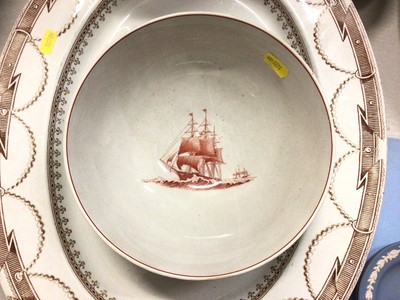 Lot 262 - Portmeirion Botanic Garden dinner plates and pots, Wedgwood Flying Cloud bowl, Jasperware, Poole Pottery vase with box, Chinese blue and white ginger jar, green glazed jardinere, two pottery lamps...