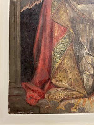 Lot 1063 - Charles A. Sheehan (act.c.1898-1926), oil on board - Hereditas Hominis Coelum Est, signed and dated 1922, 61cm x 51cm, framed