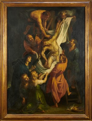 Lot 1144 - After Peter Paul Rubens (1577-1640), oil on canvas - Descent from the Cross, indistinctly signed, 97cm x 70cm, framed