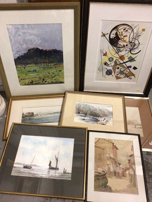 Lot 268 - Group of watercolour landscapes, seascapes etc and a print