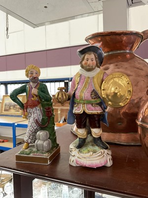 Lot 190 - 19th century Stevenson & Hancock Derby porcelain figure of James Quinn as Falstaff, together with a 19th century continental porcelain figure of a Turk (2)