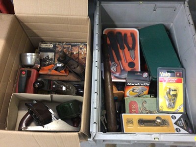 Lot 303 - Quantity of tools including Stanley and other planes, hand tools, accessories, clamps, locks etc