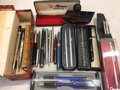 Lot 285 - Collection of pens and agate ink blotter