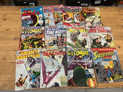 Lot 1685 - Box of 1960s DC Comics to include Superman, Batman, All American Men of War together with collection of  Picture Library Air Ace Comics