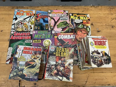 Lot 1685 - Box of 1960s DC Comics to include Superman, Batman, All American Men of War together with collection of  Picture Library Air Ace Comics