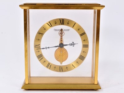 Lot 662 - Late 20th century Jaeger Le Coultre gilt metal and glass mantel clock, model no. 508