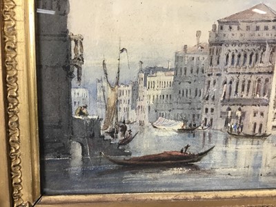 Lot 1 - 19th century Venetian watercolour - canal scene, 17 x 24cm, in glazed frame