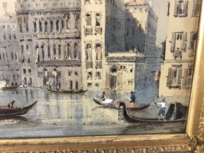Lot 1 - 19th century Venetian watercolour - canal scene, 17 x 24cm, in glazed frame